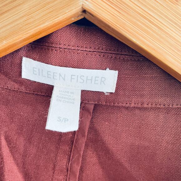 Eileen Fisher 100% Organic Linen Blazer Small 4 6 Jacket Rust Orange Lagenlook - Picture 7 of 7